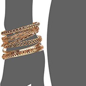 Gold 7 Piece Mixed Bangle Bracelet